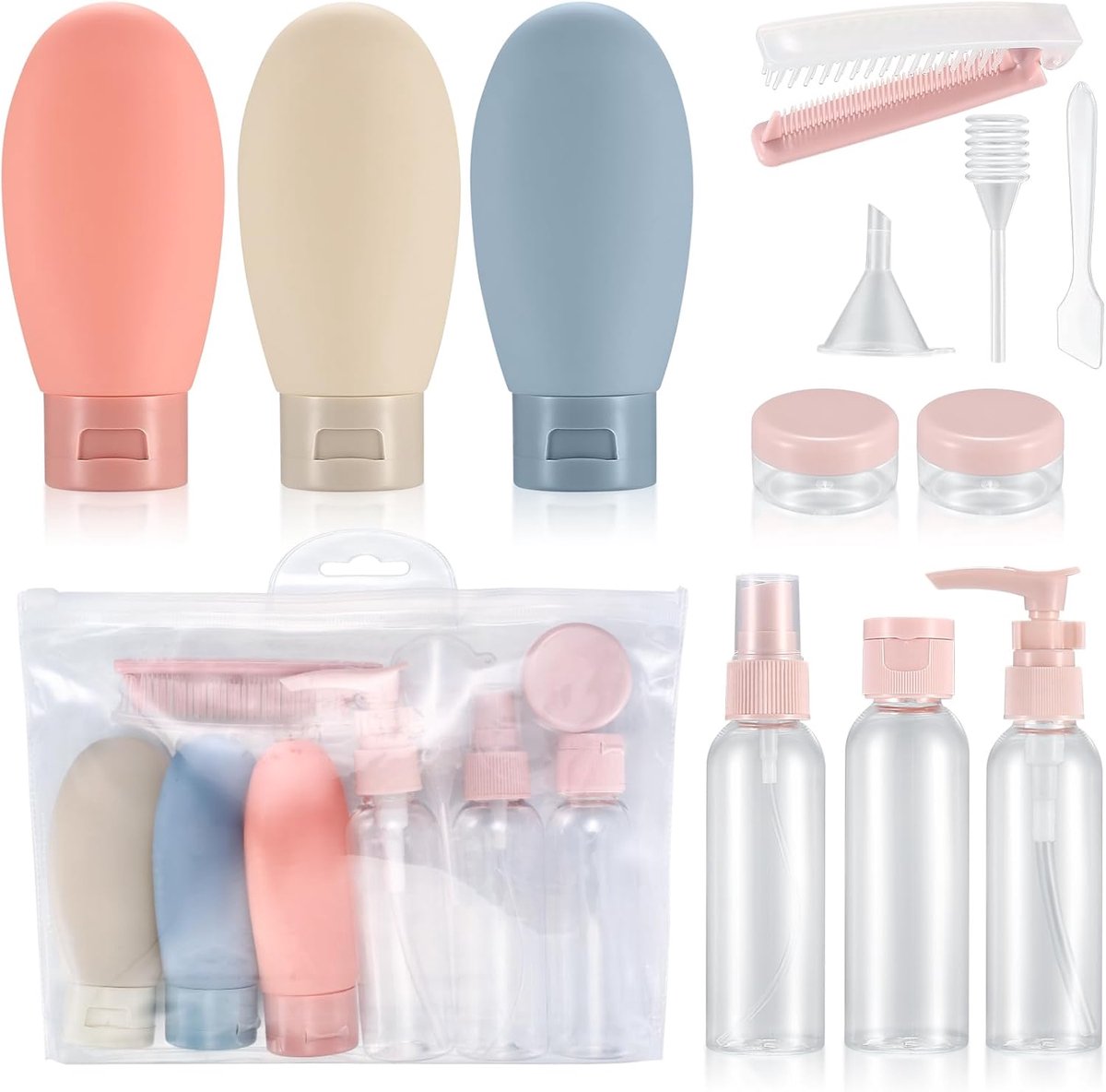 Image of 12pcs Travel Bottles - 60ml Lege Refill Squeeze Flessen - Toilettas Accessoires voor Shampoo en Conditioner