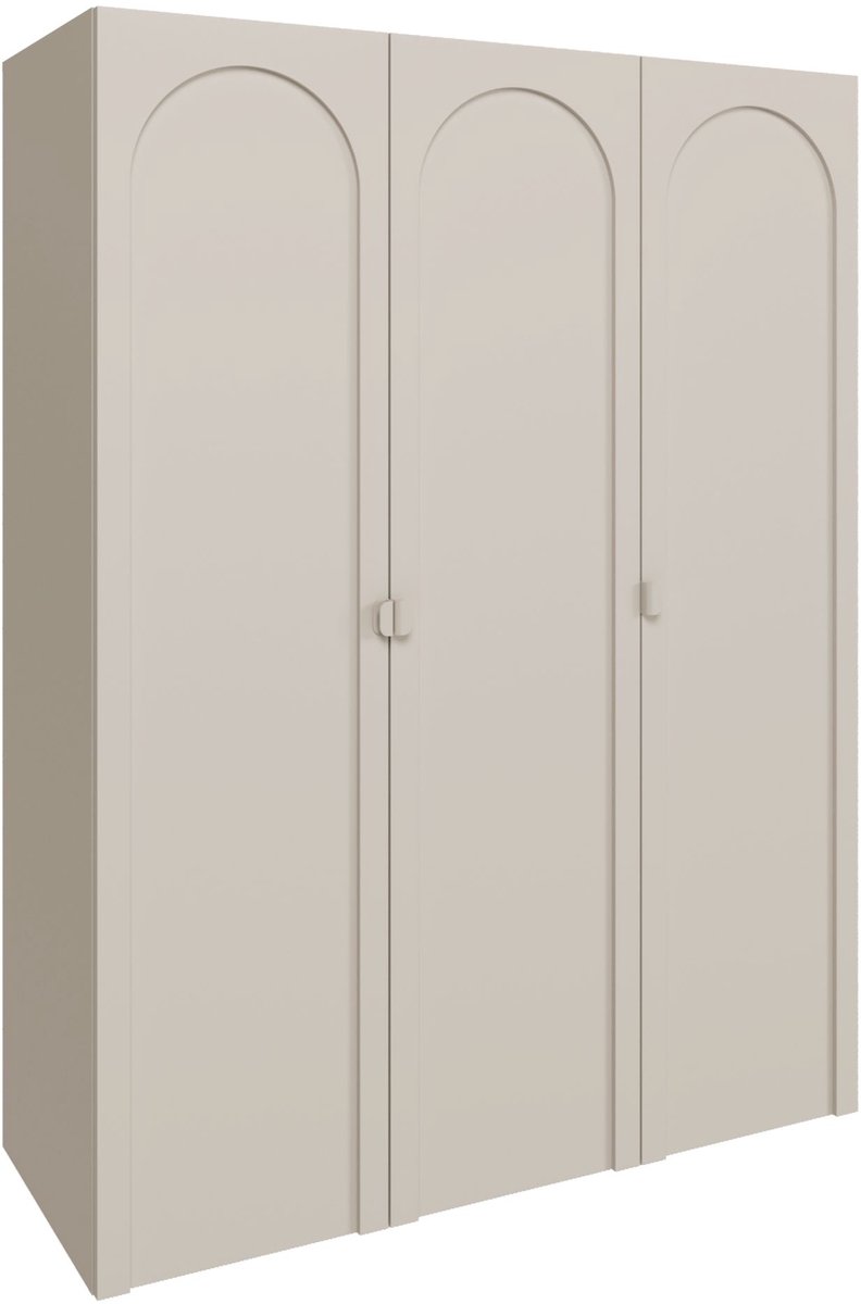 Selsey Arkadia – Kledingkast met 3 deuren met boogvormige groeven, kasjmiergrijs, 150 cm