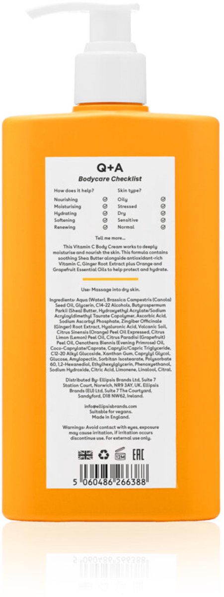 Q+A Vitamin C Body Cream - 3 x 250 ml - Voordeelverpakking