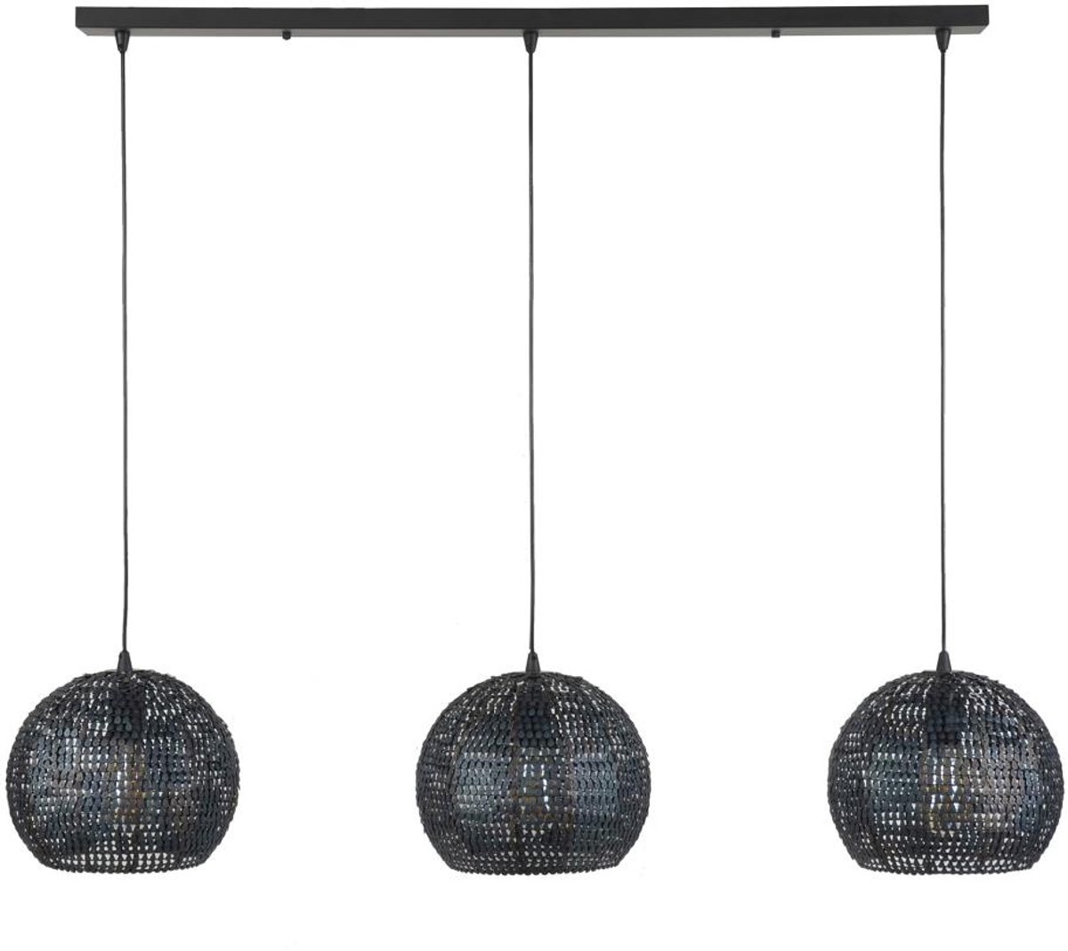 Giga Meubel Hanglamp Armor Half Rond - Zwart - 3-Lichts - 128x30x150cm
