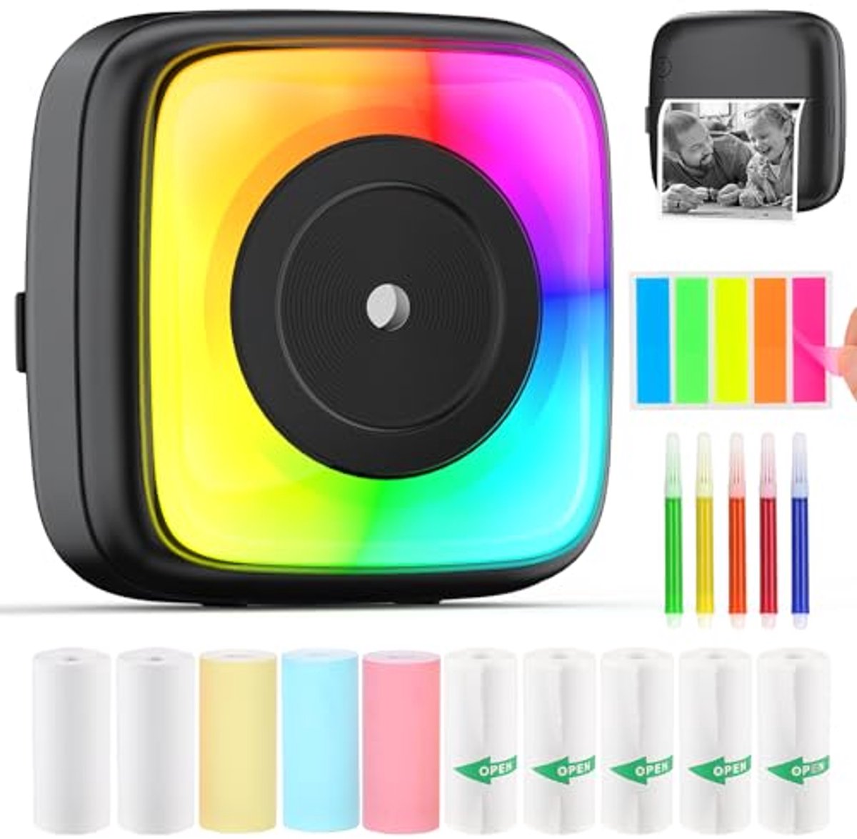 Draagbare Bluetooth Thermische Fotoprinter met 10 Rollen Papier voor Android en iOS