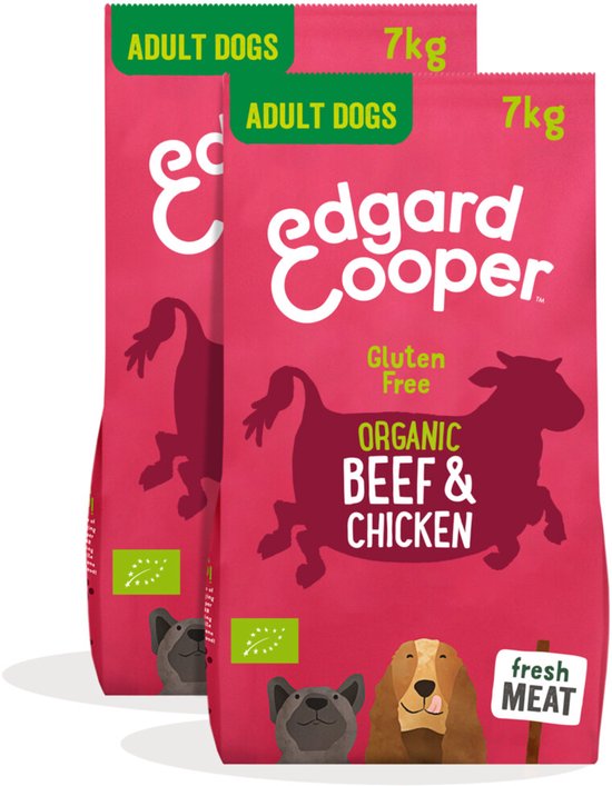 2x Edgard & Cooper Hondenvoer Bio Rund - Bio Kip 7 kg