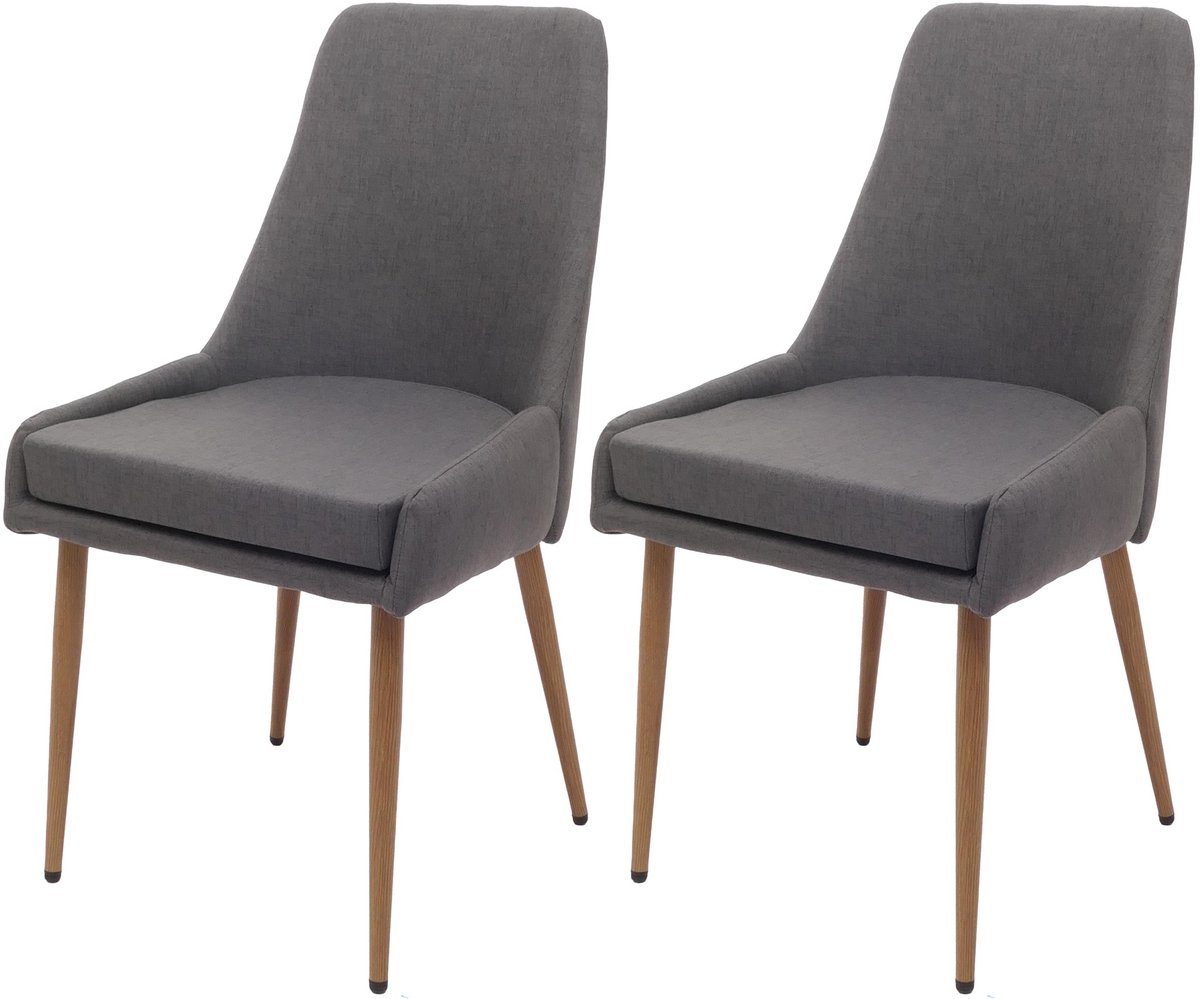 MCW Set van 2 eetkamerstoelen MCW-O27, keukenstoel gestoffeerde stoel, stof/textiel (280g/m²) metaal ~ donkergrijs