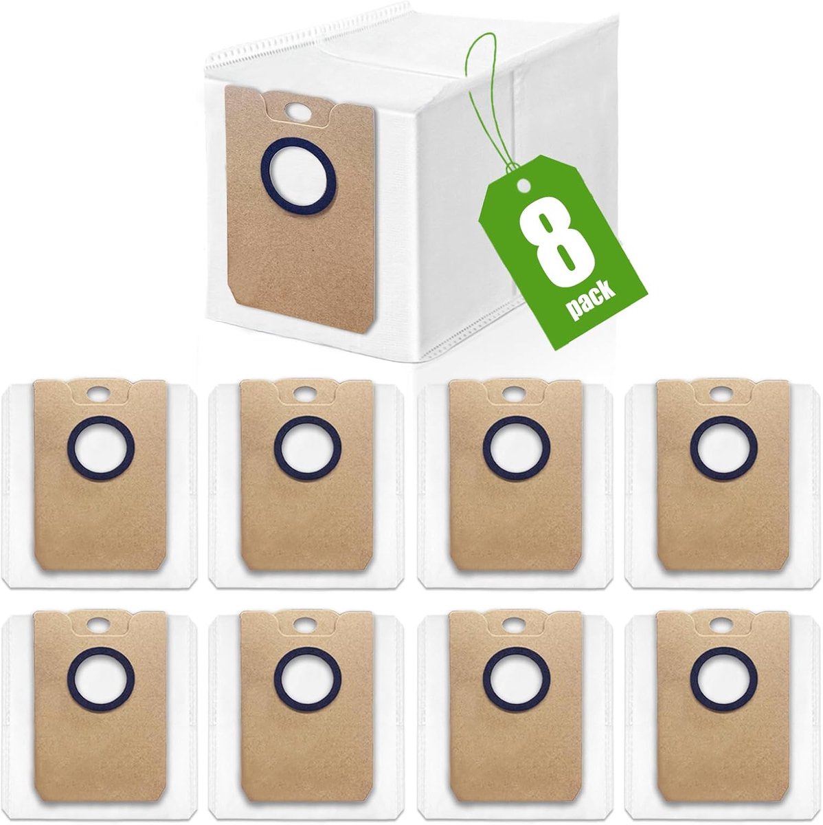 8 stuks - Stofzakken - geschikt voor Conga 2299 - 2499 - 7490 - 8290 Immortal Ultra Power Home - 3L Capaciteit - Vervangende Stofzuigerzakken - 122*134*186mm - Wit