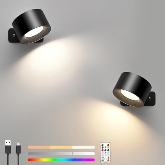 Wandlamp voor binnen, met afstandsbediening en bluetooth-app, 24 W, slimme wandlamp, dimbaar, 2700 K-6500 K, CCT instelbaar en helderheid, modern, up-down, wandverlichting met nachtlampmodus voor