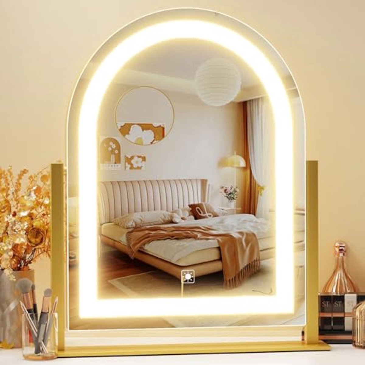 Grote LED Make-up Spiegel met Verlichting en 360° Rotatie