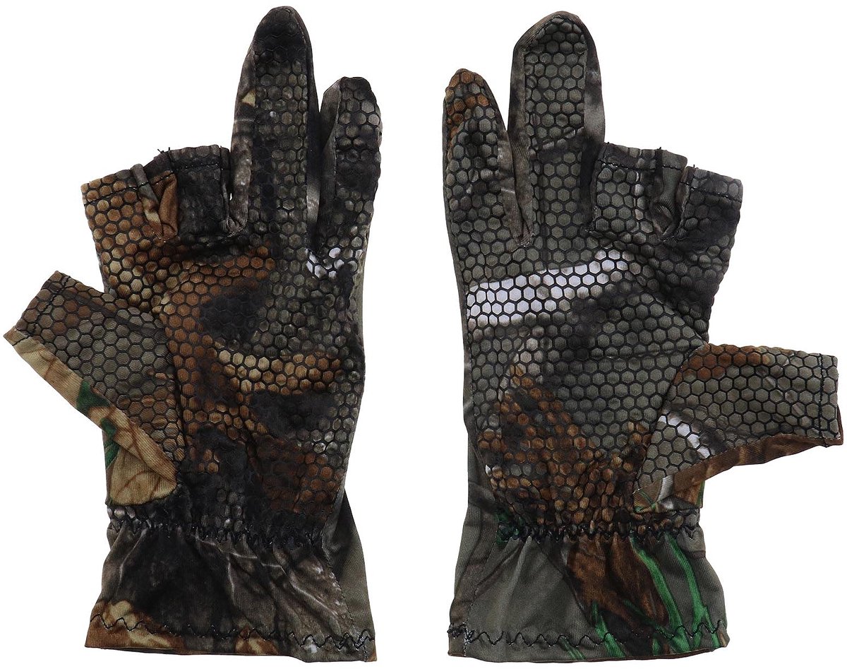 1 Pair 3 Low Fingerless Fishing Gloves for Men Hunting Kayaking Hiking Camouflage Summer Anti-Slip Absorb Moisture Quick Dry Lightweight Elastic Knitted Silicone