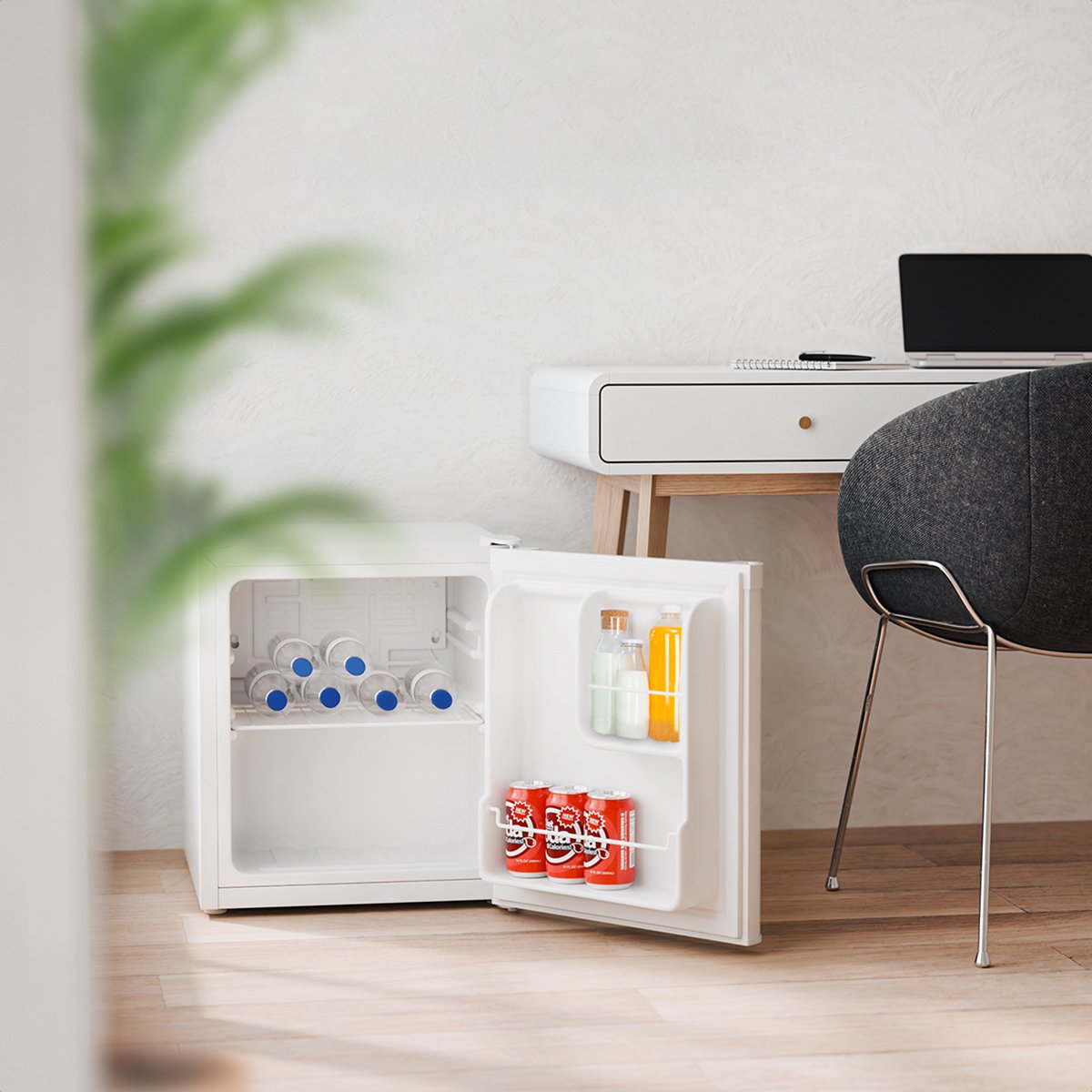 KitchenBrothers Mini Koelkast - 40L - Kleine ijskast - Vrijstaand - Minibar - Frigo - Compact - Wit — afbeelding 3