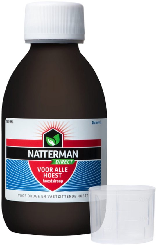 Natterman Direct Voor Alle Hoest Hoestsiroop - Voor droge en vastzittende hoest - Met calendula extract - Vanaf 18 jaar - Hoestdrank - Medisch hulpmiddel - 180 ml