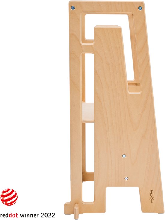 Tuki® Leertoren Nature - Learning Tower - Montessori Leertoren - Leertoren keukenhulp - Red Dot Design Award - 100% Beukenhout - Kindertrapje - Natuur