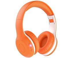 StayPowered Bluetooth Kinderheadset - de Ultieme Kinderheadset met Volumebegrenzing en Verstelbaar Comfort - Hoge Geluidskwaliteit - 40 Uur Batterijduur - Zachte Oorkussens - Licht - Draadloos & Draad - Oranje - Levering Sneller dan Aangegeven!