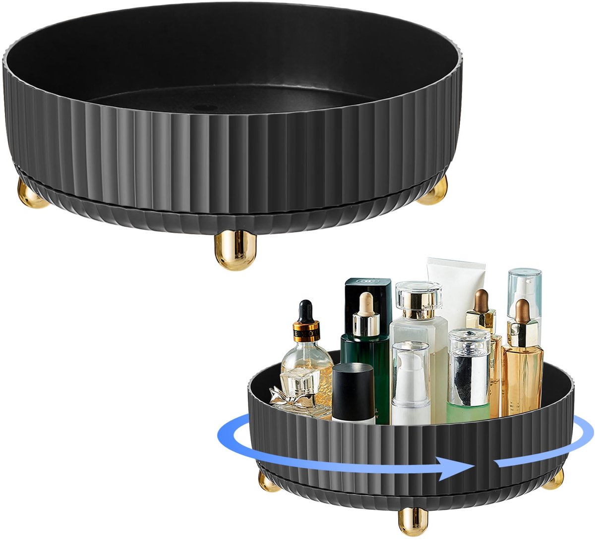 Azomor® Draaibare make-up organizer met 360 graden rotatie en ruime opbergmogelijkheden