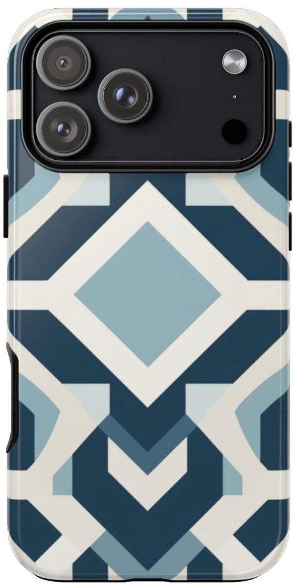 Blauw Geometrisch Patroon – Telefoonhoesje Geschikt voor iPhone 17 Pro Max