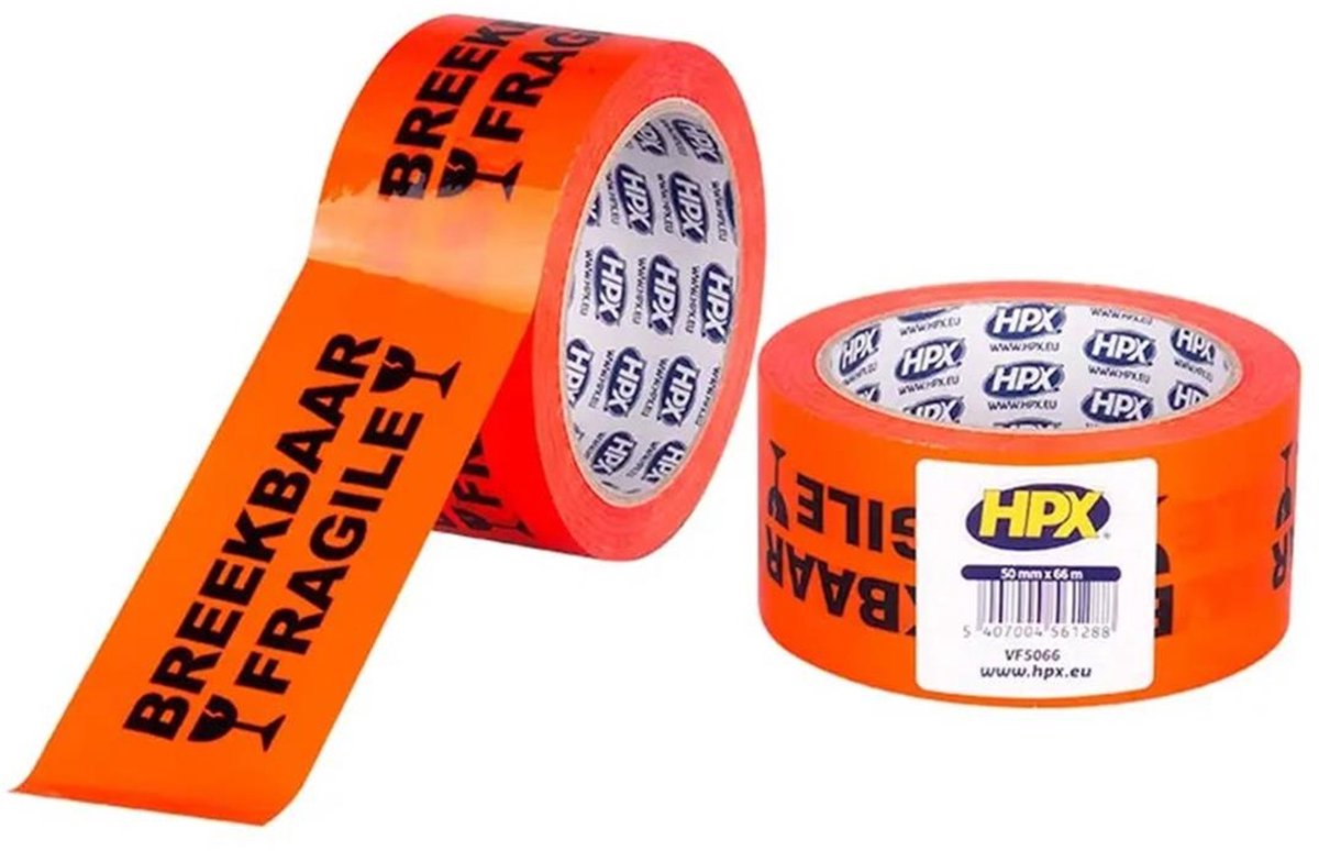 Verpakkingstape - Breekbaar Fragile 50mm x 66m
