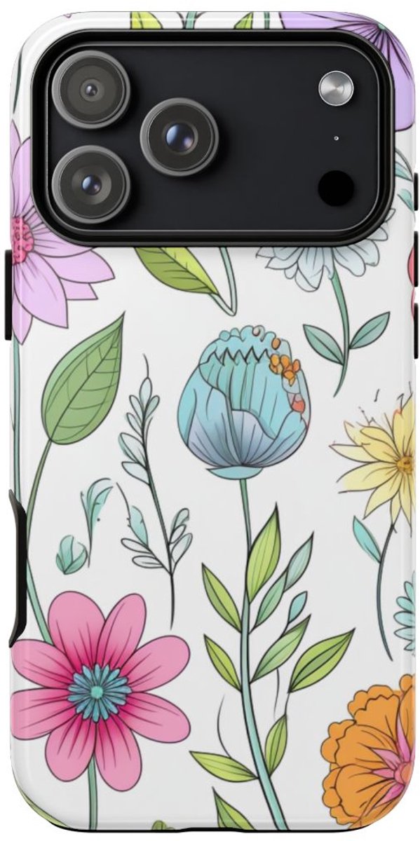 Kleurrijk Bloemenpatroon – Telefoonhoesje Geschikt voor iPhone 17 Pro Max
