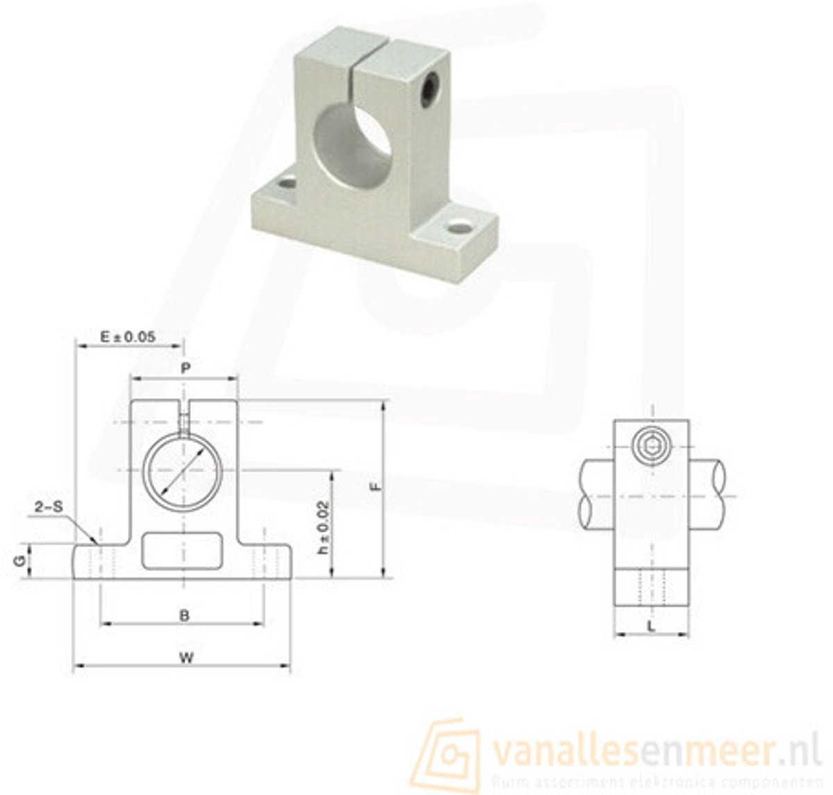 SK12 Lineaire As Support 12mm – 2 Stuks Aluminium Steunen