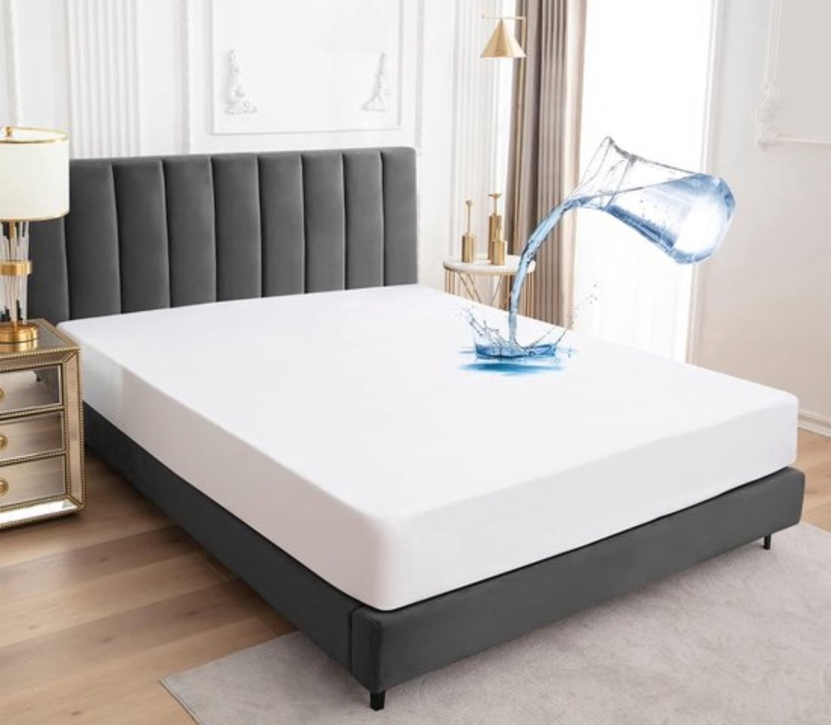 BOTC Matrasbeschermer - Waterdichte Matrasbeschermer - 180x200 cm - Hoeslakenbadstof Matrasbeschermhoezen - Antibacteriëel - Rondom Elastiek - Wit