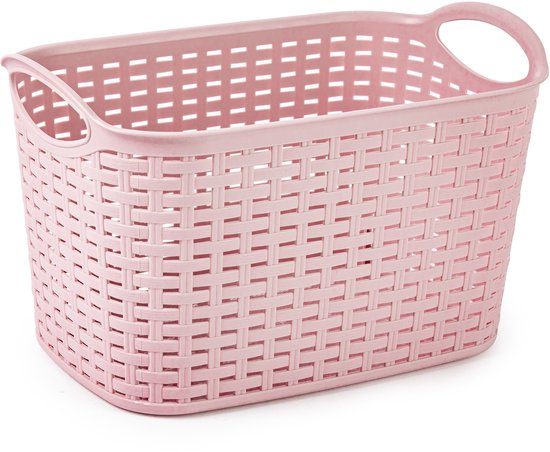 Plasticforte opbergmand - 4x - kastmandje - 6,4 liter - roze - kunststof - 19 x 29 x 18 cm - opslag - mandjes