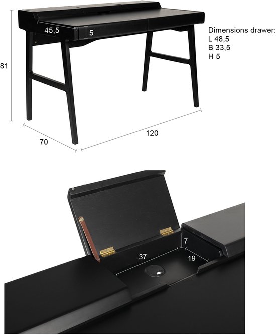 Table de bureau ZUIVER Kaat Natural