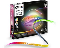 Calex Smart LED Strip - 20M, RGBIC+CCTIC, Wifi Bedienbaar, Muzieksynchronisatie, Binnengebruik, 1400 Lumen, LED Lichtsnoer, Smart Verlichting