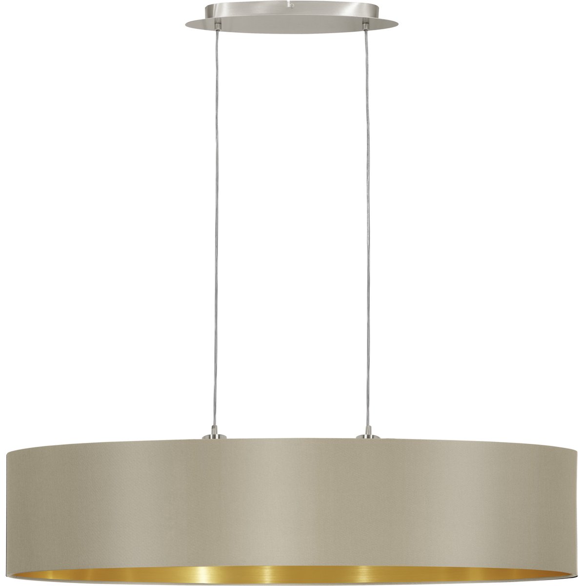EGLO Maserlo - Hanglamp - 2 Lichts - Lengte 1000mm. - Nikkel-Mat - Taupe Goud