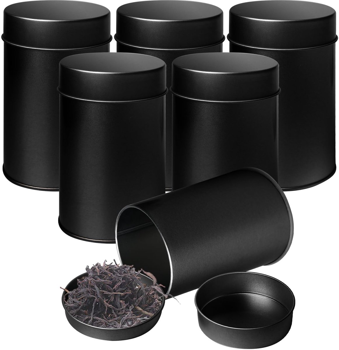 Ibenzoa® Set van 6 aromadichte zilveren theeblikjes voor opslag van thee en kruiden