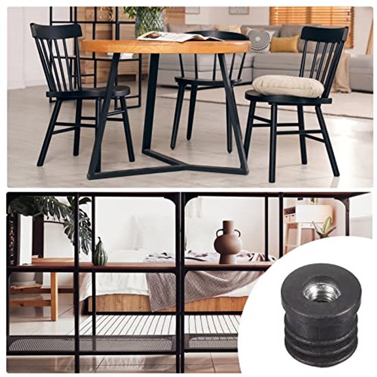 M6 Thread Round Pipe Inserts, 12 Pieces, Round Tube Caps with 16mm Outer Diameter, Black Plastic Stopper, Wheel Insert, Seat Cover, Furniture Stopper — afbeelding 2