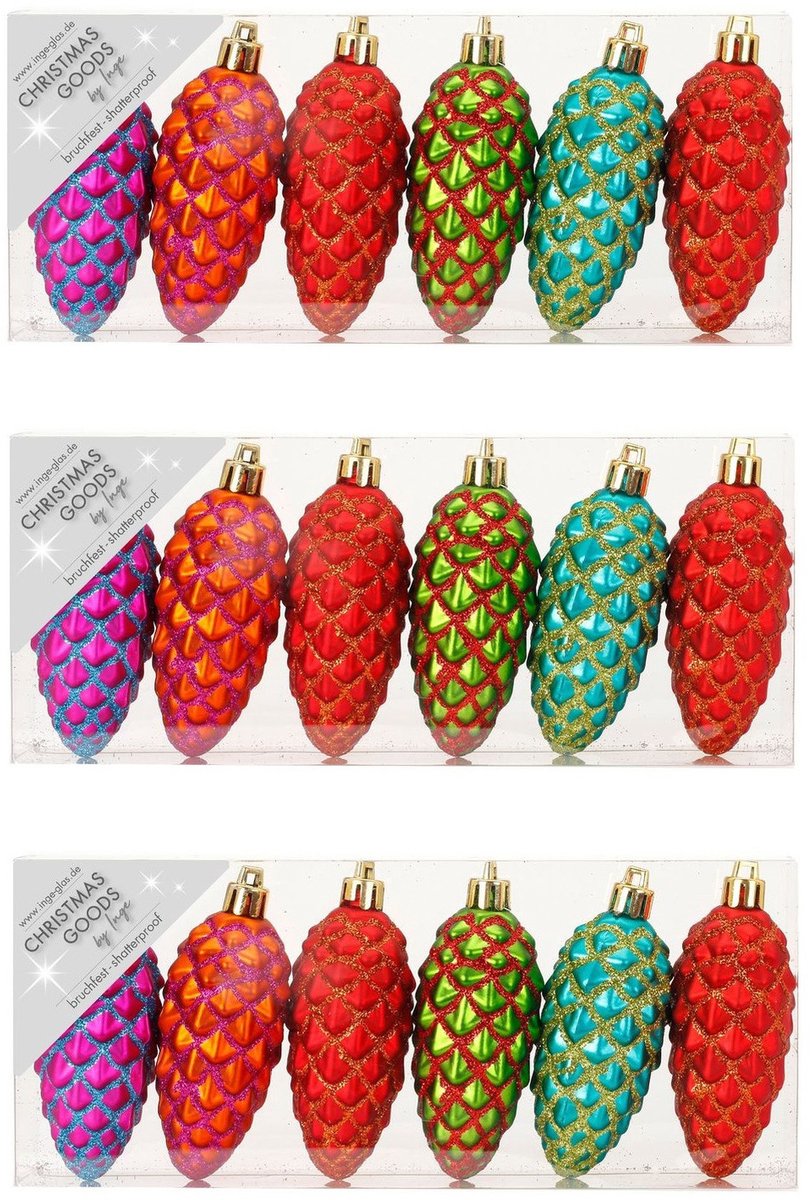 Christmas goods Kersthangers - 18x - dennenappels - gekleurd - 9 cm - kerstornamenten Multi