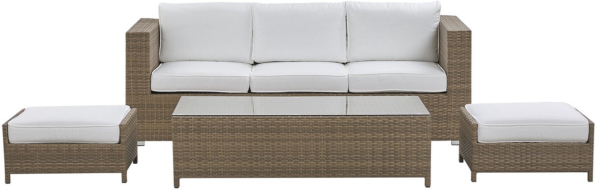 Beliani BELLUNO - Loungeset voor 5 - Wit - PE rotan