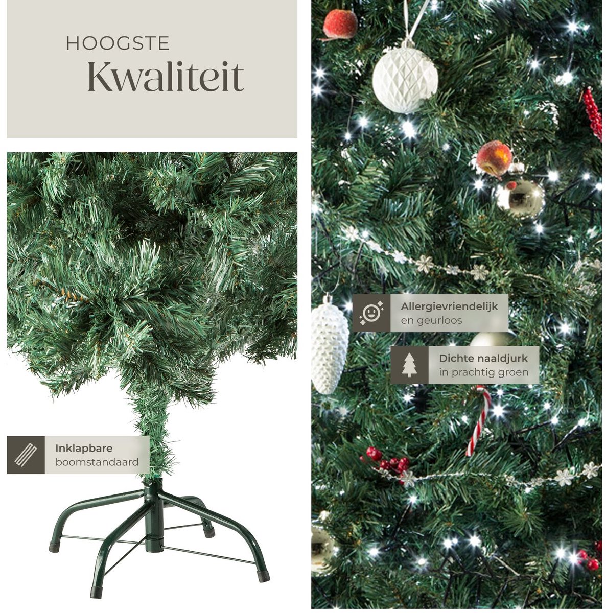 tectake® Kunstkerstboom - Levensecht met flexibele takken - Volumineus - Stabiel en eenvoudig te monteren - Kunstkerstboom als kerstversiering - 180cm - 533 takken - Groen – foto 5