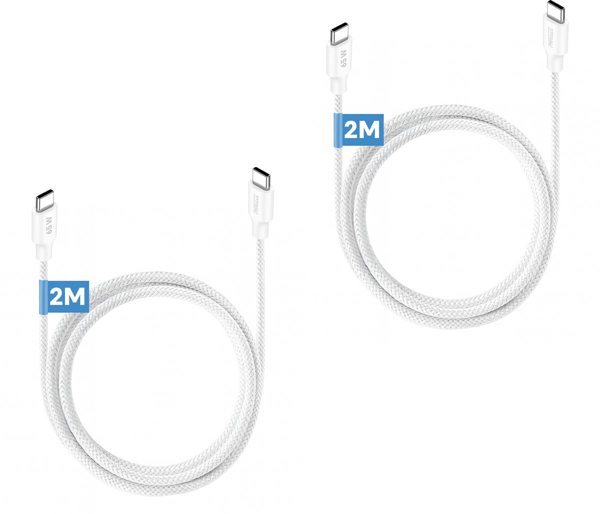 Usb C kabel - 65w Snellaadkabel - Nylon gevlochten - 2 meter