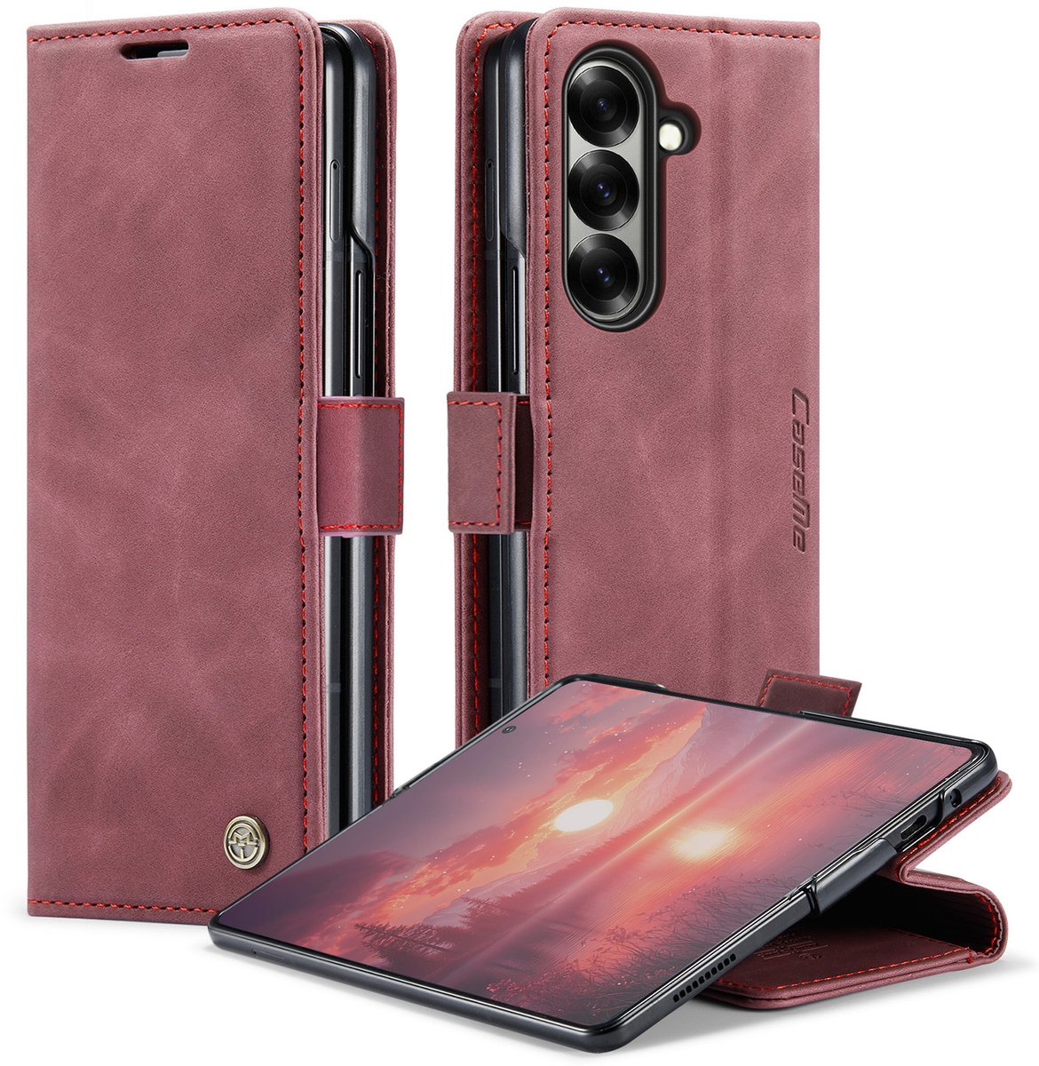 Caseme Geschikt voor Samsung Galaxy Z Fold 7 bookcase stand hoes - Rood