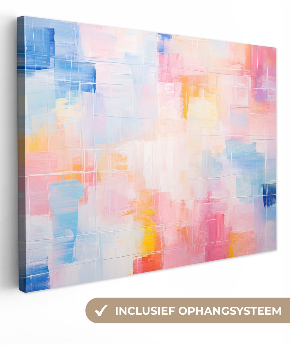 Canvas schilderij abstract 80x60 cm - Abstracte kleurrijke kunst - Slaapkamer decoratie ro