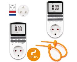 Colorful Sun® Tijdschakelaar - Timer stopcontact - 2 stuks - Schakelklok - Voor Binnen - Met randaarde - Tijdschakelaars - Een hele week timer - Vierkant - Analoog - Dagprogramma - Tijdschakelklok met Kinderbeveiliging - Energiebesparing