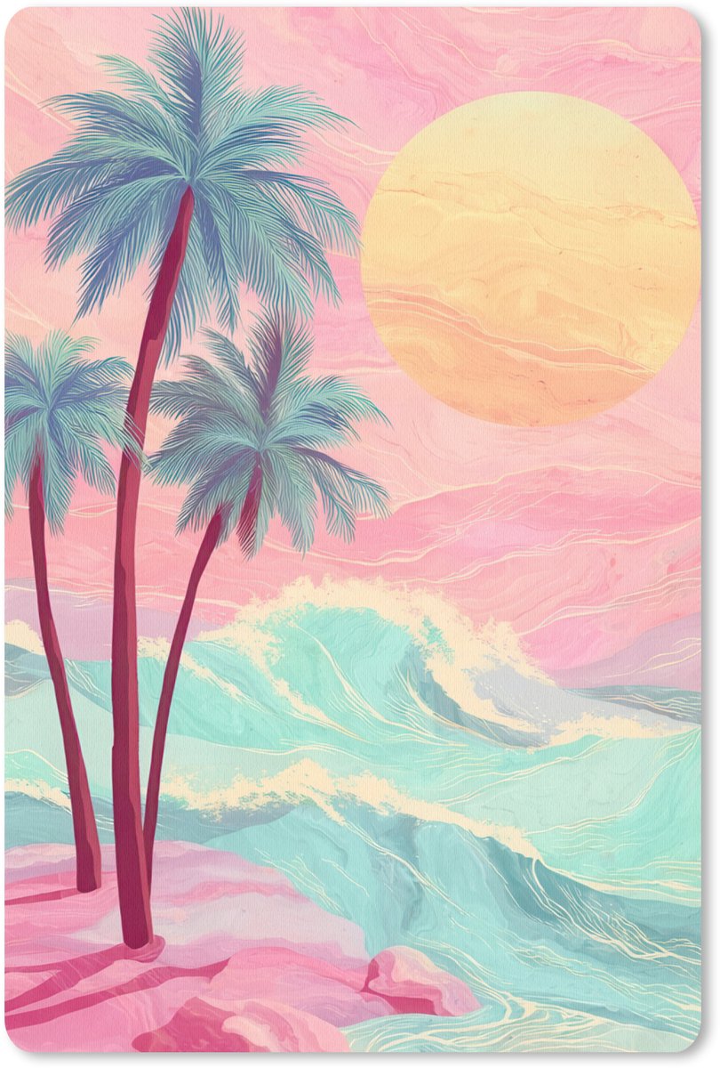 Muismat 18x27 cm - Mousepad Palmbomen - Golven - Zee - Muismatten