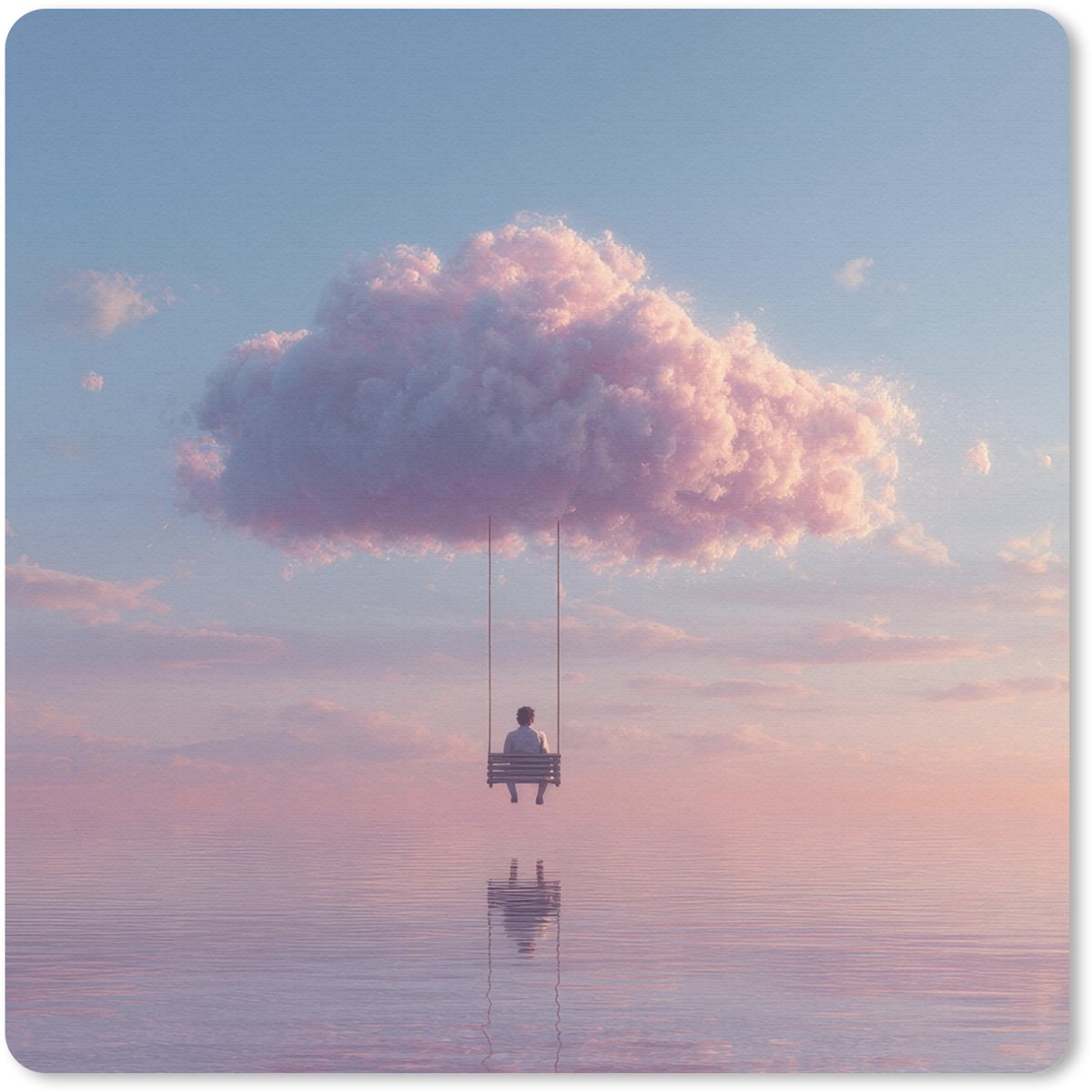 Muismat 20x20 cm - Mousepad Wolk - Schommel - Kleurrijke lucht - Muismatten