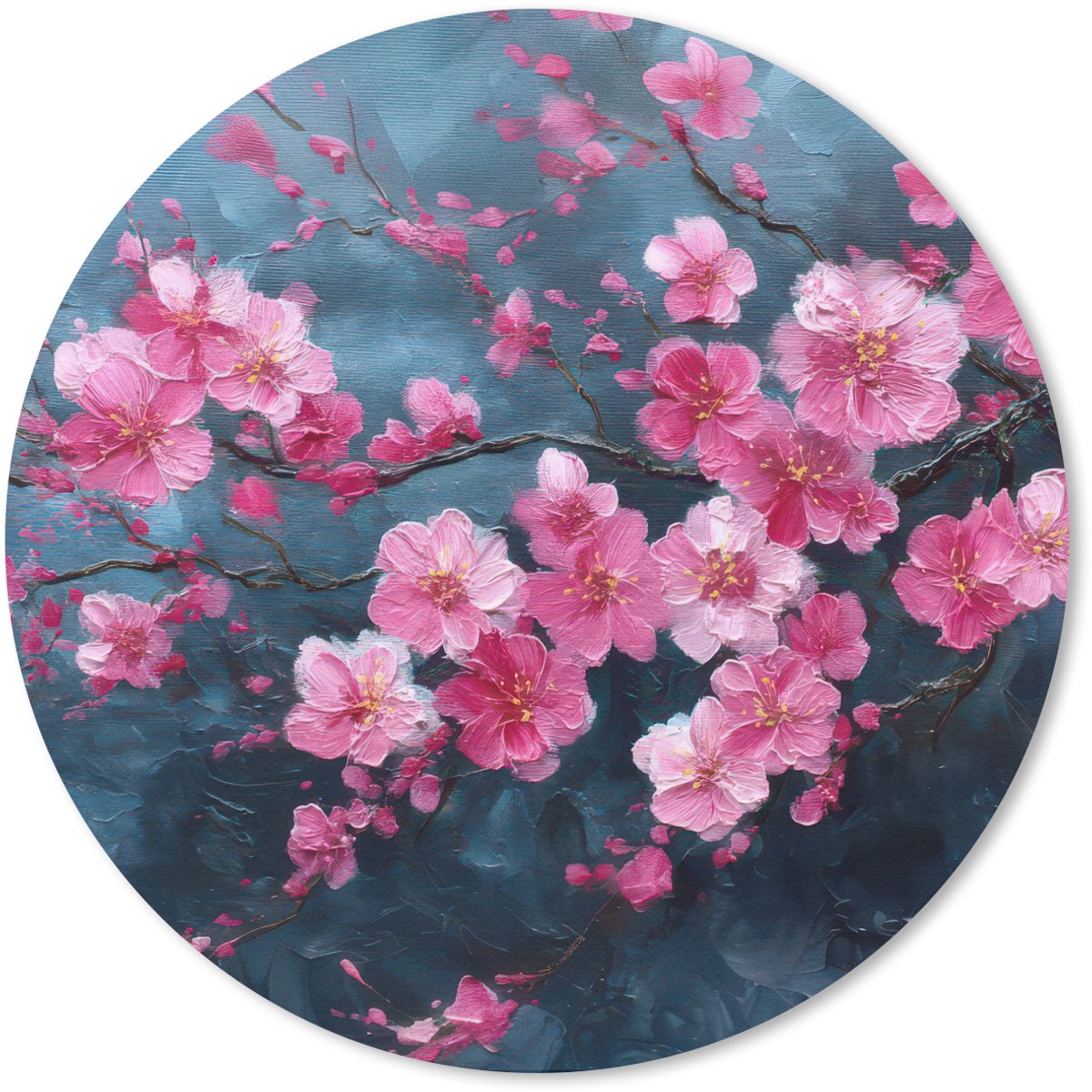 Muismat rond 50x50 cm - Mousepad Bloem - Bloesems - Roze - Abstract - Ronde muismatten