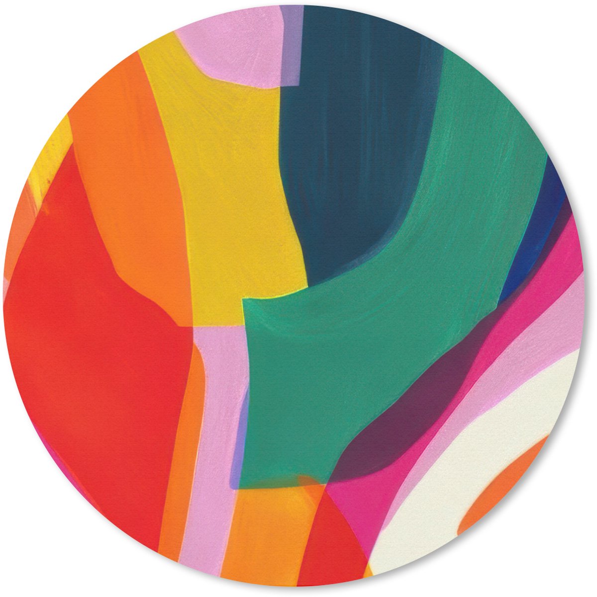 Muismat rond 20x20 cm - Mousepad Vormen - Golvend - Abstract - Felroze - Ronde muismatten