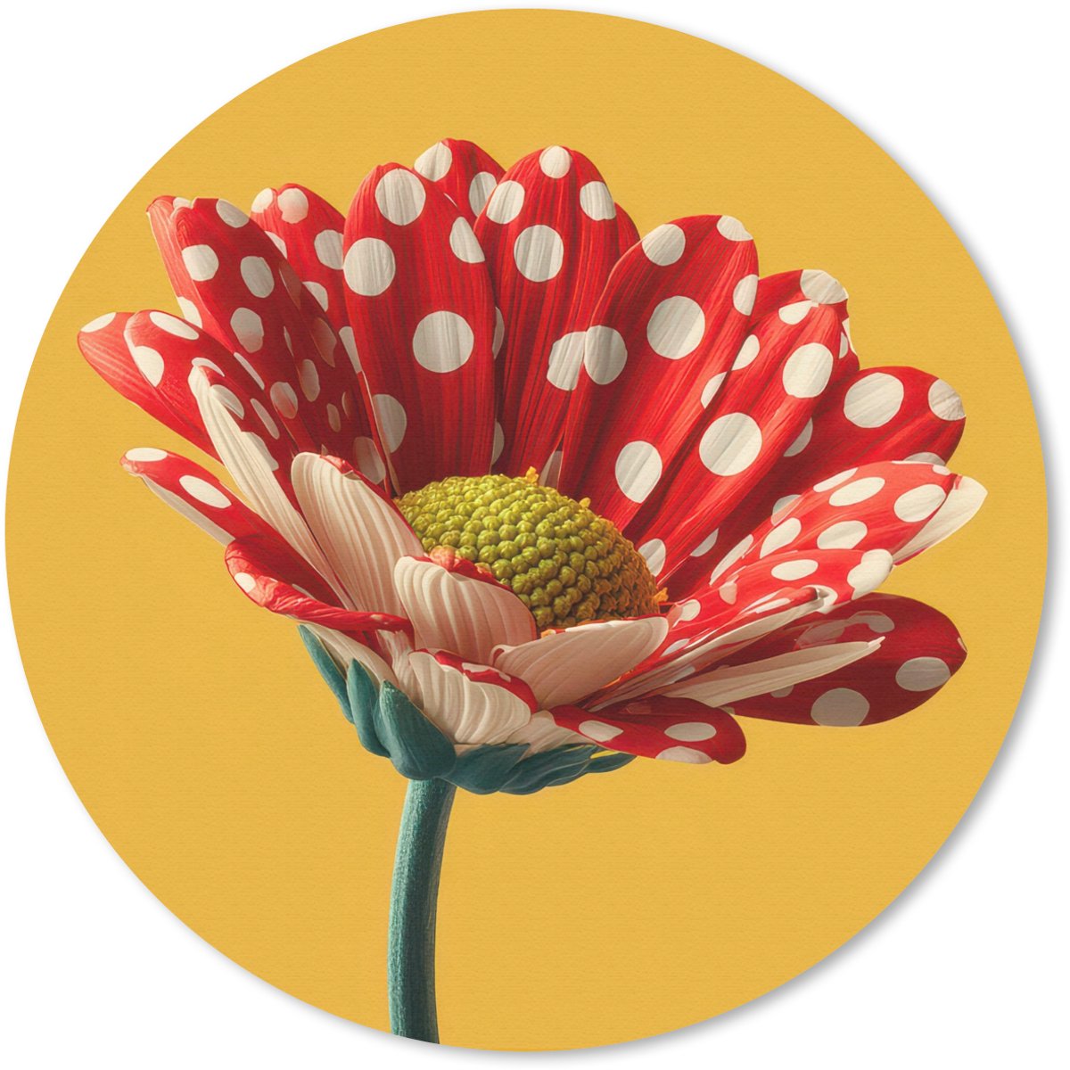 Muismat rond 50x50 cm - Mousepad Bloem - Rood - Stippen - Ronde muismatten
