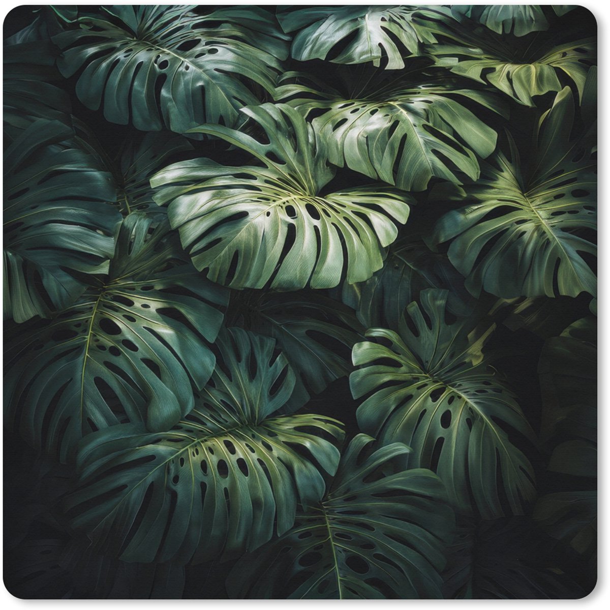 Muismat XXL 50x50 cm - Bureau onderlegger - Bureau mat Plant - Monstera - Lichtinval - Bureaumat - Gaming mousepad xl - Bureaulegger groot - Computer deskmat