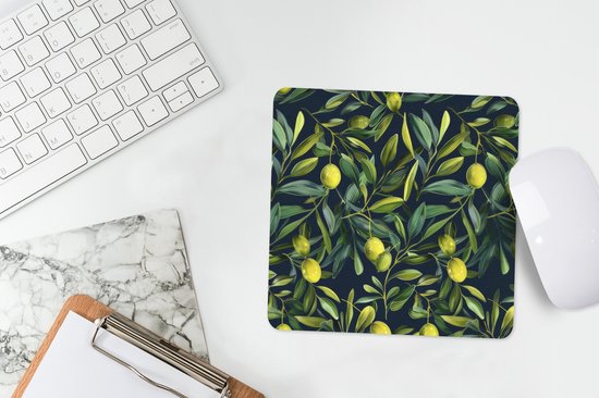 Muismat 20x20 cm - Mousepad Citroenen - Bladeren - Natuurlijk - Muismatten