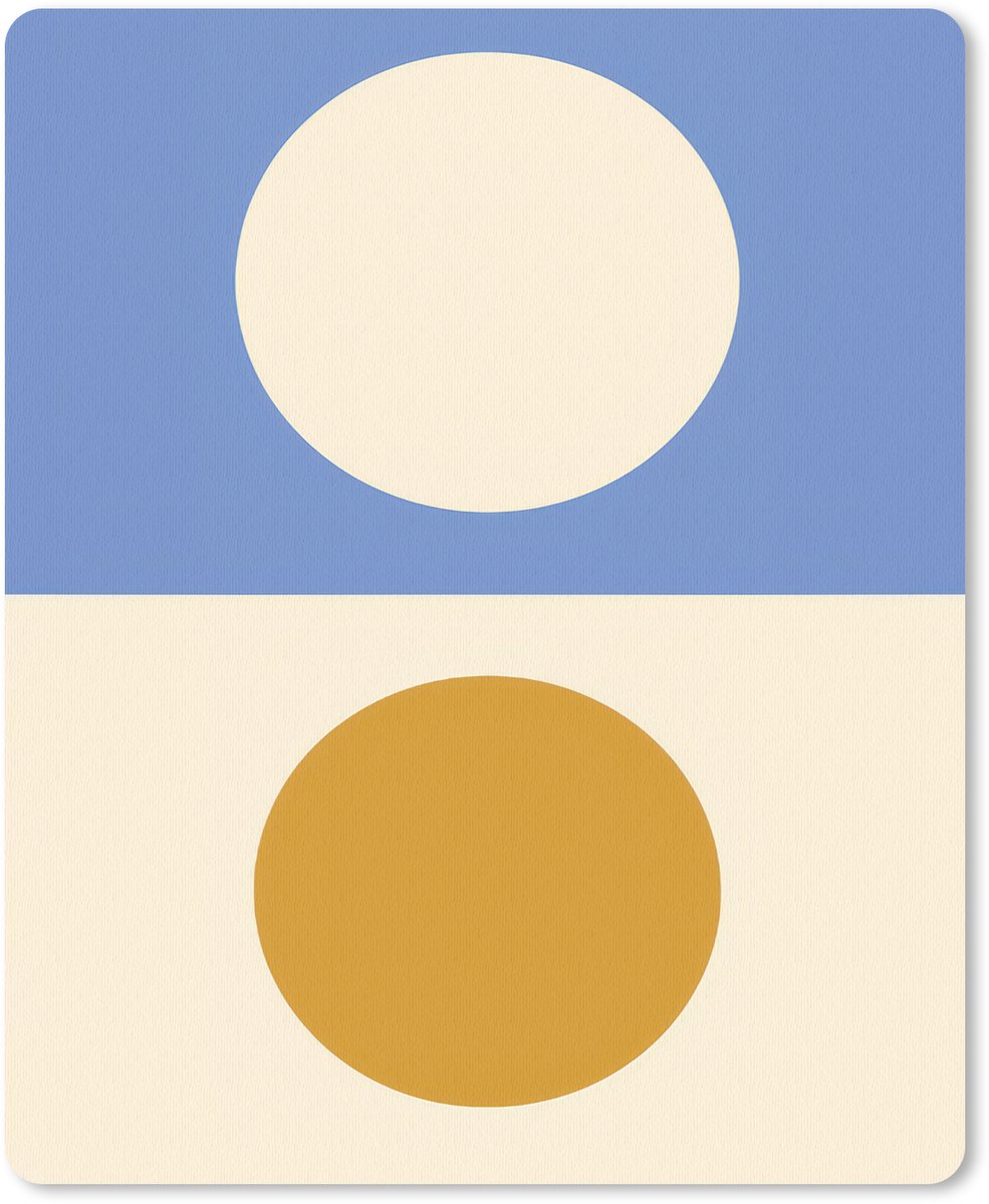 Muismat 19x23 cm - Mousepad Cirkels - Symmetrisch - Wit - Blauw- Geel - Muismatten