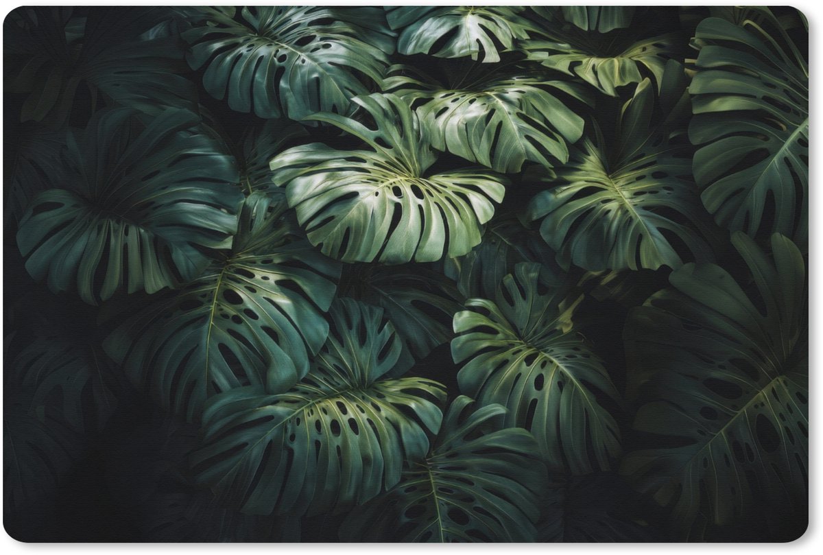 Muismat XXL 90x60 cm - Bureau onderlegger - Bureau mat Plant - Monstera - Lichtinval - Bureaumat - Gaming mousepad xl - Bureaulegger groot - Computer deskmat