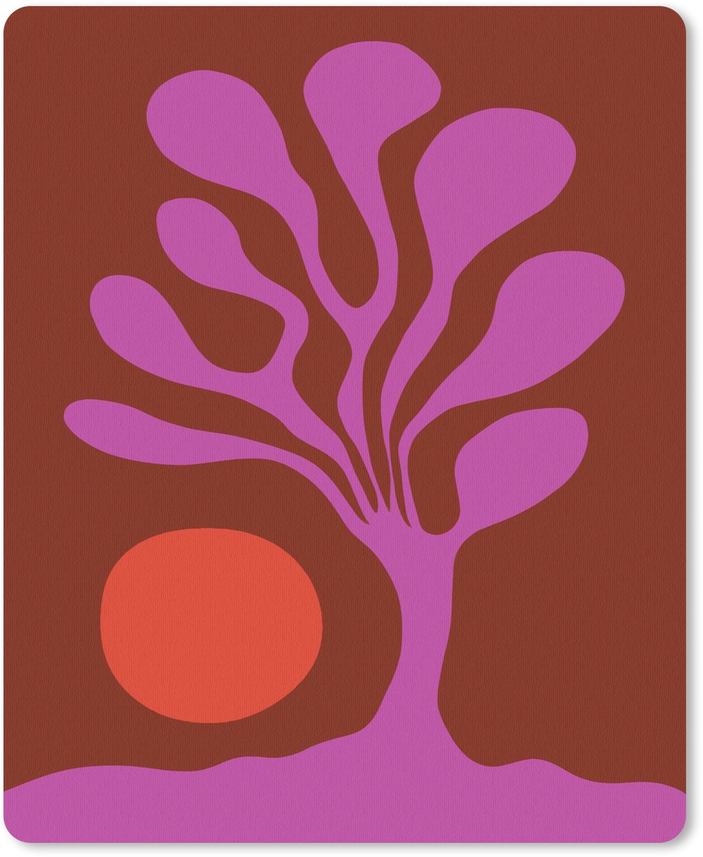 Muismat 19x23 cm - Mousepad Boom - Paars - Cirkel - Vloeiend - Muismatten
