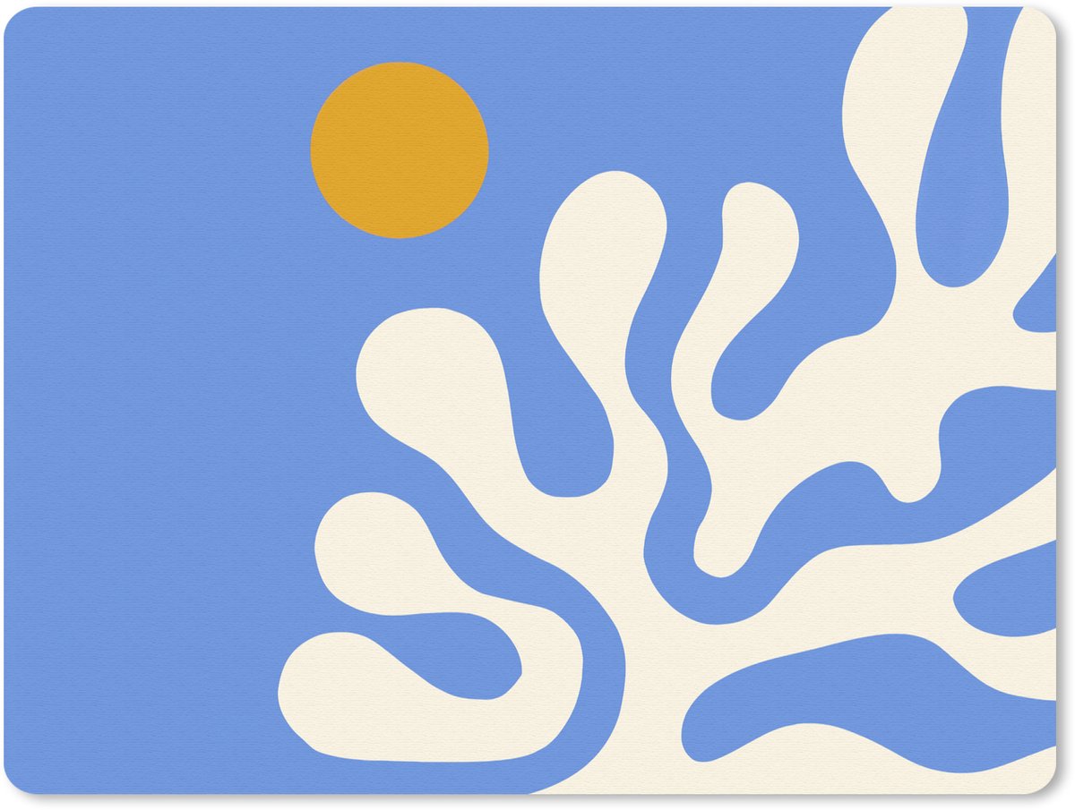 Muismat 23x19 cm - Mousepad Minimalistisch - Organisch patroon - Blauw - Muismatten