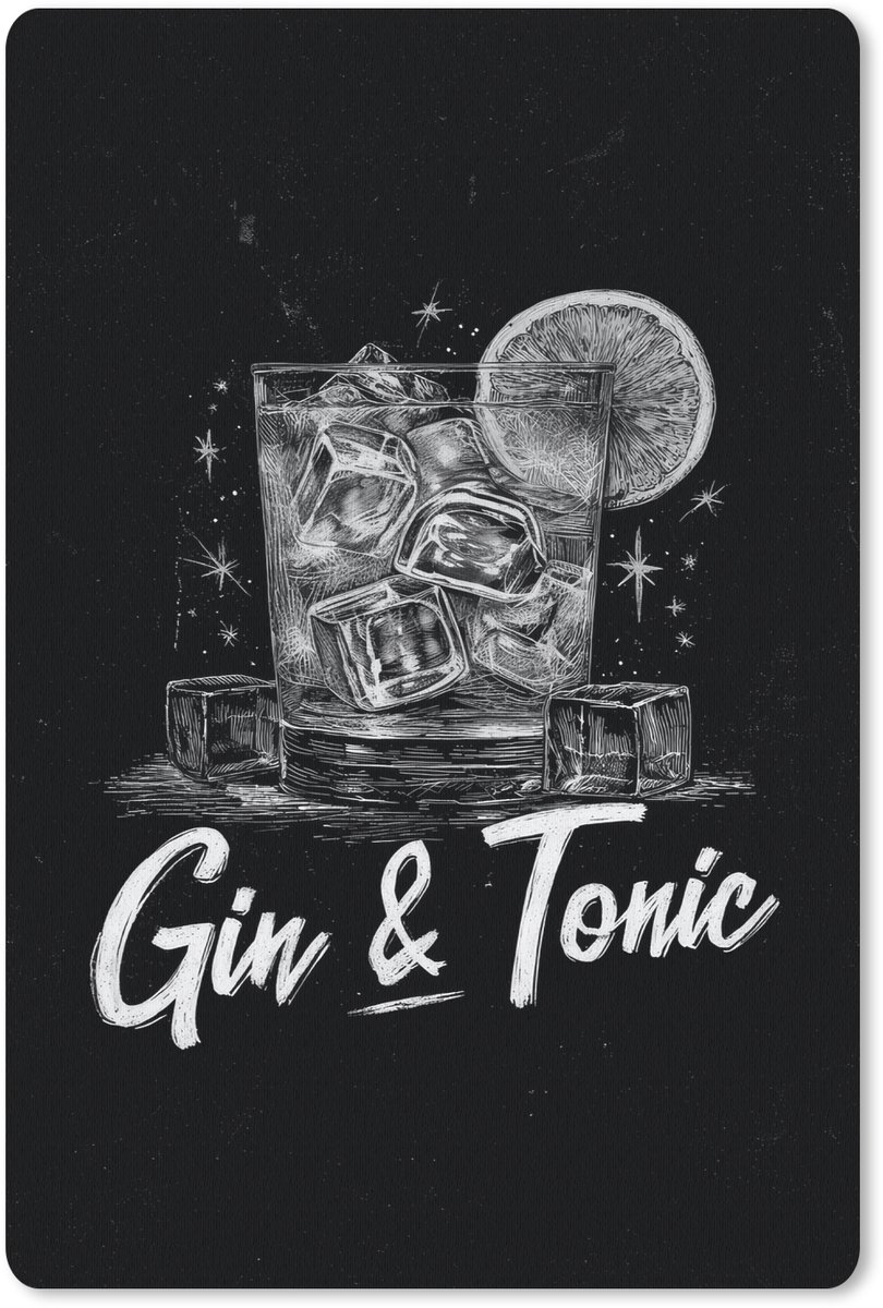 Muismat 18x27 cm - Mousepad Gin en tonic - Glas - Limoen - Ijsblokjes - Muismatten