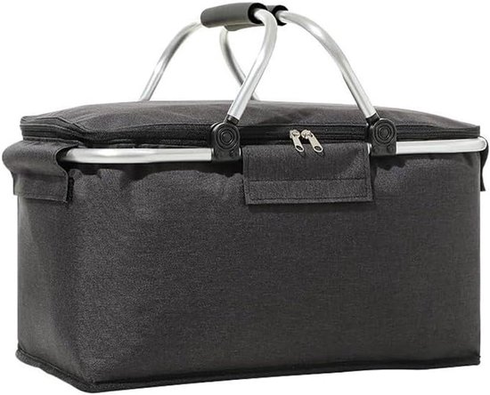 Thelau - Opvouwbare Boodschappenmand 18 liter | Thermische Picknickmand | Deksel | Handige boodschappentas