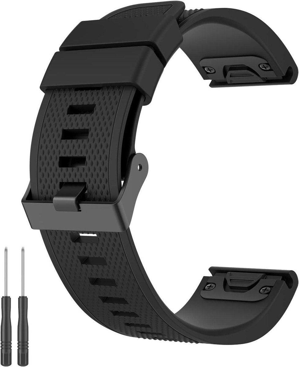 Thelau - 22 mm Quick Fit siliconen reservearmband voor sport horloge, compatibel met Garmin Fenix 5 en Garmin Fenix 6