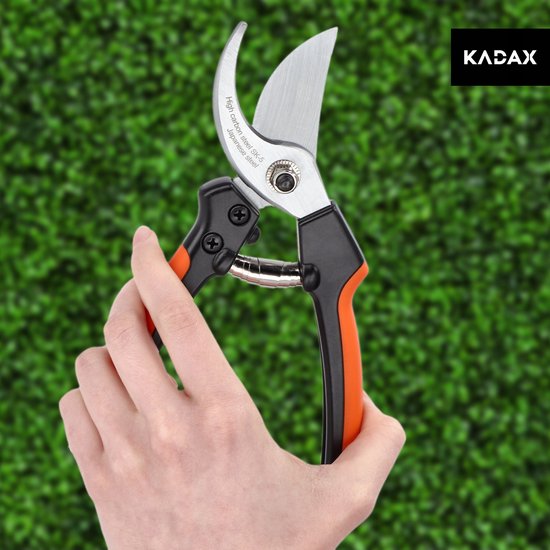 KADAX Tuinschaar, boomschaar van koolstofstaal, lengte: 20 cm, professionele plantenschaar voor takken, takken, anti-aanbaklaag, heggenschaar, zwart/oranje van Merkloos	 — afbeelding 5