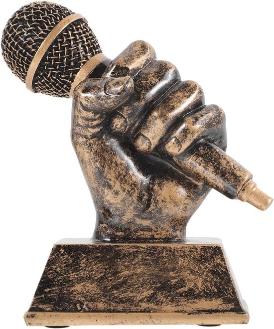 Thelau - Set van 2 Muziek Trofeeën voor Wedstrijden en Decoratie - Grammy Prijs, Grappige Trofee, Microfoon Decor - Dance en Vreugde Thema - Ideaal als Muziek Prijs